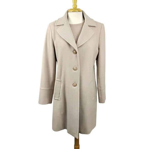 Gorgeous Light Taupe Wool Dress Coat by Larry Levine - Picture 2 of 6